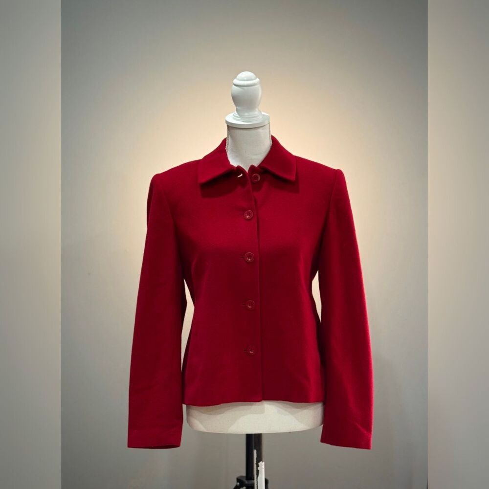 Red Casual Corner Wool Blend Blazer/Peacoat Size 4 Y2K EUC